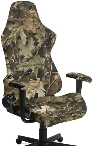 Forest Camo Gaming Chair Covers Anti-Slip Gamer Chair Seat Cover Stretch Fit Office Computer Armchair Slipcover for Reclining Racing Gaming Chairs