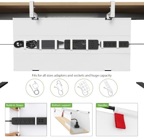 KEEGH Large No Drill Under Desk Cable Management Tray 36 in, White