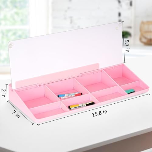 DOLLAR BOSS Glass Desk Whiteboard Small Dry Erase Board, Pink