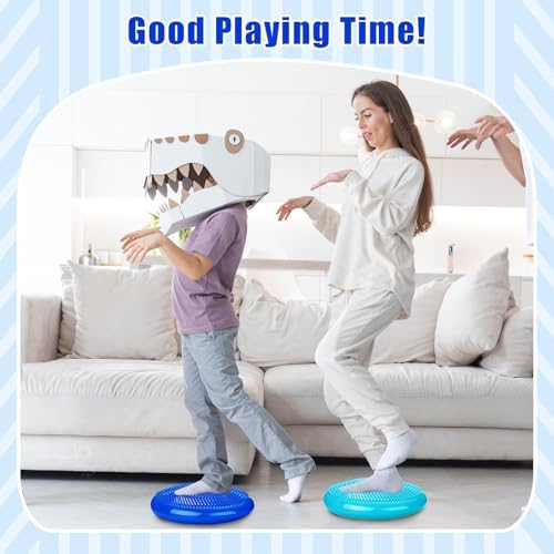 Silipull 2 Pcs Wiggle Seat Inflated Wobble Cushion Flexible Balance Disc with Air Pump for Core Stability Strengthening Improving Posture Physical Exercise