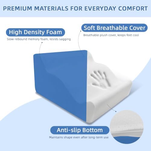 Foot Rest Ergonomic Pillow for Under Desk at Work & Handle Blue