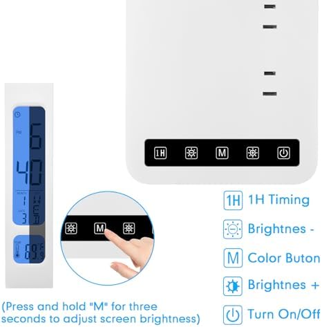 snsok Smart Desk Lamp with Dual USB Charging (Type-C/USB-A) & 2 AC Outlets, Digital Clock, Temperature Display, 5 Color Modes, 5 Brightness, Adjustable - for Office, Bedroom, Dorm Room, Study