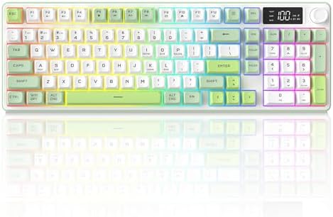 KimHong Wireless Keyboard, Quiet Keyboard for Work, Creamy Keyboard with Number Pad, RGB Gaming Keyboard, Tri-Mode BT5.0/2.4GHz/USB-C, 98 Keys, for PC, Mac, Gaming Console