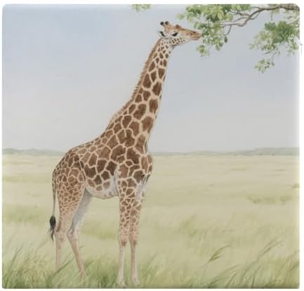 Extra Large Seat Cushion Giraffe Stretching Its Neck to Eat Leaves Square Outdoor Chair Mat for Recliner Wheelchair Office Chair Stand Floor Patio Furniture 15" X 13.8" X 1.2"