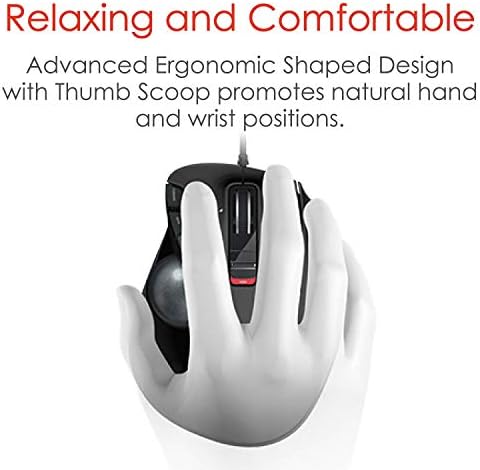 ELECOM EX-G Wired Trackball Mouse, Ergonomic, Thumb Control, Smooth Tracking Roller Ball, 6 Programmable Buttons, Tilt Scroll Computer Mice for PC Mac