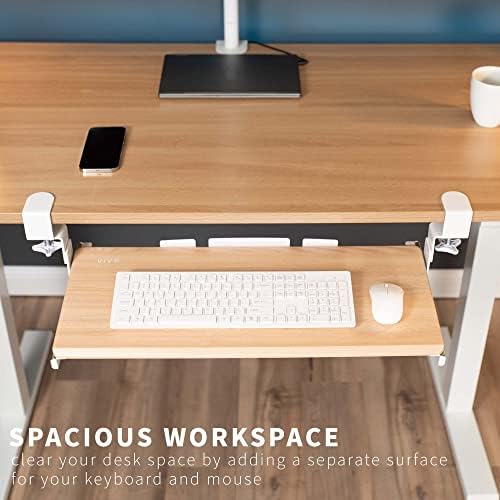 VIVO Light Wood Clamp-on 27 x 11 in Keyboard Tray, MOUNT-KB05HA