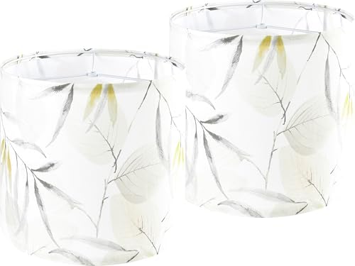 GO&SO Lamp Shades Set of 2,10" D x 10" H,Leaf Floral,Small Drum Lamp Shade