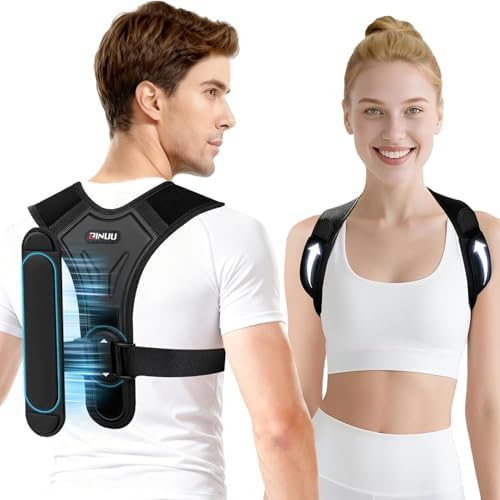Posture Corrector for Women and Men, Upgraded Comfortable Upper Back Brace with Shoulder Pads & 3D Pad, Adjustable Back Straightener Support for Back, Shoulder and Neck (Black-L)