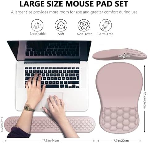 Ergonomic Mouse Pad Wrist Support, 2 in 1 Keyboard Wrist Rest Set