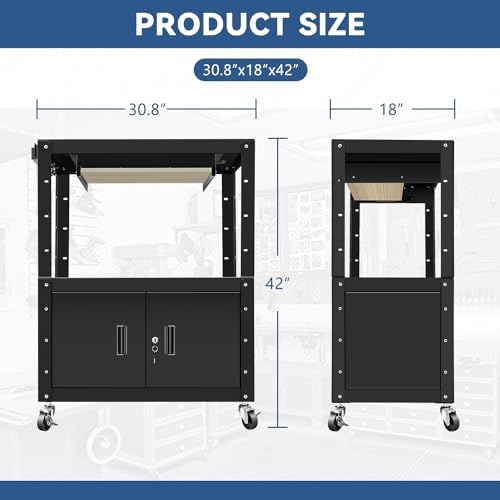 Auto Dynasty Rolling AV Cart, Height Adj w/Lock Storage & Keyboard Tray