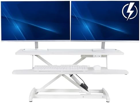 VIVO White 36 inch Electric Desk Converter, DESK-VE36W