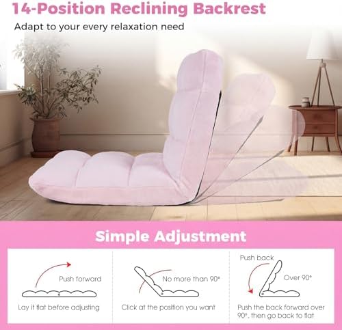 COSTWAY Floor Chair, 14 Positions Adjustable Floor Gaming Chair