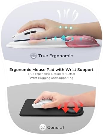 Watercolor Floral Ergonomic Mouse Pad for Carpal Tunnel Pain Relief, 65% Usable Mouse Area, Memory Foam Concave Wrist Rest for Office, PC, Gaming