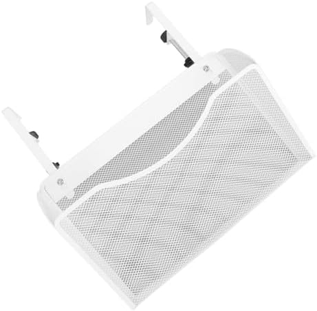Office Under Desk Organizer Desk Side Storage Hanging Organizer Under Drawer Clamp On Mesh Metal with Adjustable Compartments for Home Office School Dormitory (White)