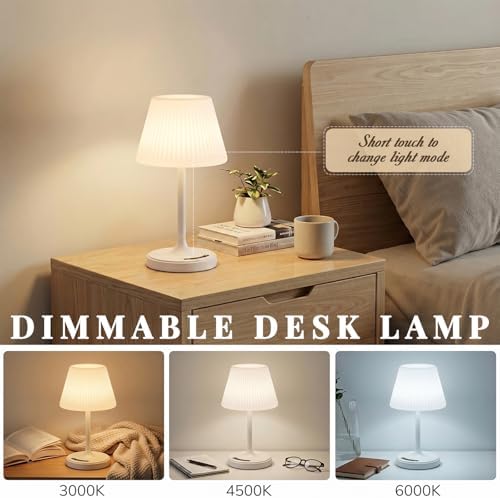 Waterproof Shower Lamp Outdoor Cordless Table Lamp, 3 Color Dimmable -White