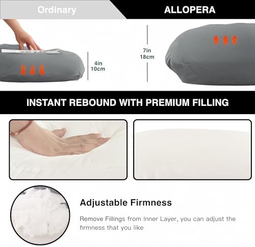 ALLOPERA Pregnancy Pillow, Full Body Maternity Pillow 57 inch, with Removable Washable Cover - Sleep Support for Legs, Back, Neck, Shoulder, HIPS, Belly for Pregnent Women, Velvet (Coal-Black)