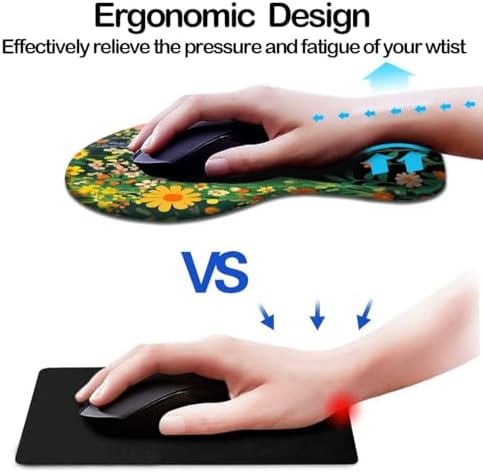 Ergonomic Mouse Pad with Wrist Support,Mouse Pad with Wrist Rest and Coaster Set,Office Supplies Non-Slip Mouse Pads for Desk, Non-Slip Comfortable,Cute Black Cat