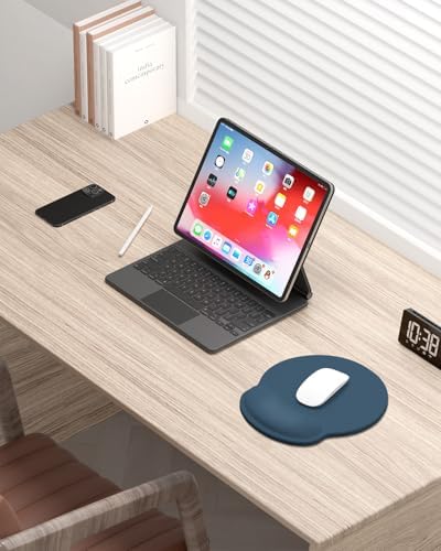 Auhoahsil Mouse Pad, Ergonomic Mouse Pad with Wrist Rest, Pain Relief Computer Gel Mouse Pad Wrist Support for Laptop, Mousepad with Non-Slip PU Base, Mouse Pads for Desk, Navy Blue