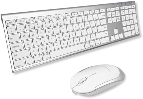 Macally Premium Bluetooth Keyboard and Mouse for Mac | Compatible Wireless Apple Keyboard and Mouse Combo (110 Keys Multi-Device Rechargeable) for MacBook Pro/Air and iMac