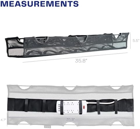 VIVO Black Screw-on 36 in Mesh Net Cable Management Holder, DESK-AC36MH-S
