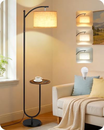 Floor Lamp with Side Table for Living Room with Tray, 9W LED Bulb