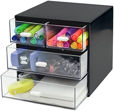 Desk Organizer with Drawer, Desk Storage Box (4 drawer, Black)