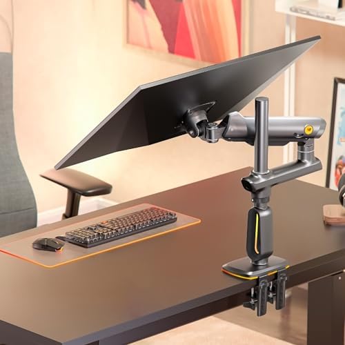 NB Extra Height Gaming Monitor Arm for 32 to 60 Inches Screen, Load up to 20 kg, VESA 75/100, RGB-Light, Heavy Duty, Multi Angle Adjustable, Premium Aluminum, Long Arm Extension Grey Black