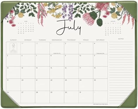 Cabbrix Desk Calendar 2026 with Desktop Mat, Desk Pad Calendar 15"x 12" From July 2026 to December 2027, Desk Calendar for Home Office and School, Easy Planning, Green