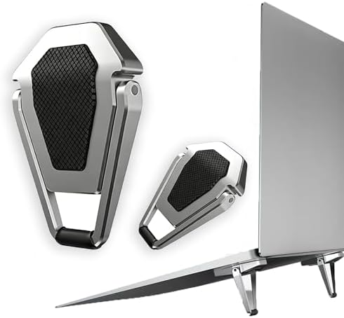 Laptop Riser Foldable Laptop Stand Portable Invisible Laptop Cooling Pad Laptop feet Suitable for 12-20 Inches Laptop Ergonomic Zinc Alloy Laptop Mini Stand Leg (Silver-2pcs)