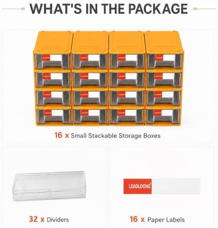 16 Pack Stackable Desk Organizer Drawers for Craft Storage Yellow