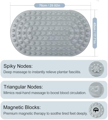 Silicone Foot Massage Acupressure Mat with Reflexology Points 30'' x 18''