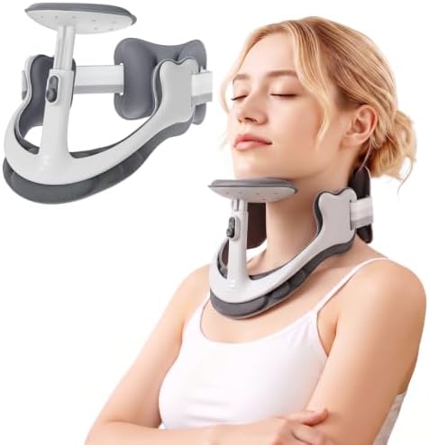 Neck Posture Corrector with Rear Neck Support, Cervical Collar（Gray, Large）