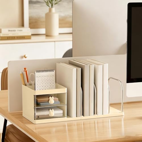 Desk Organizer With 4 Bookshelf Compartments, Desk Organizers