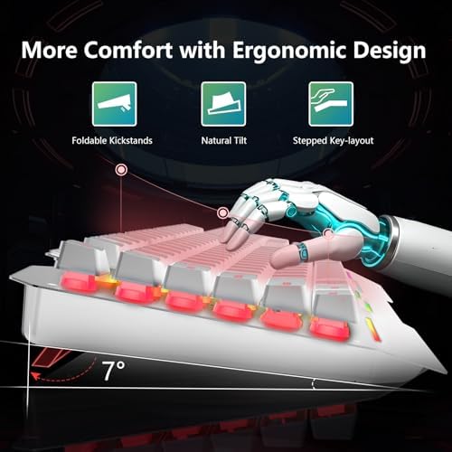 AULA Gaming Keyboard, T102 104 Keys Keyboard and Mouse Combo, USB Wired Computer Keyboards Mechanical Feel Full Size, RGB Backlit for PC/Laptop Gaming or Working/Office (White)