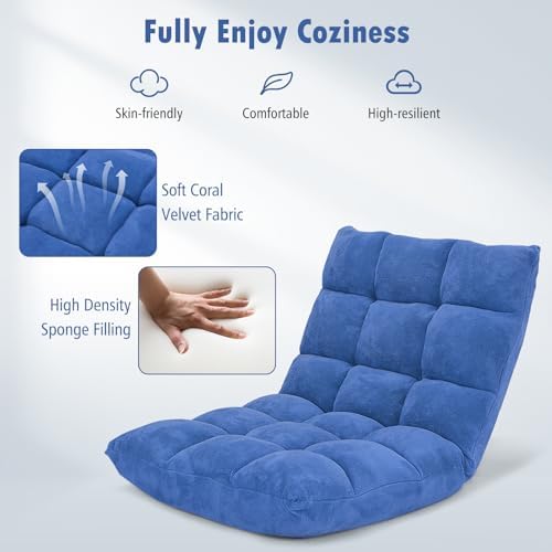GIANTEX Floor Chairs for Adults, Floor Gaming Chair w/Back Support (Blue)