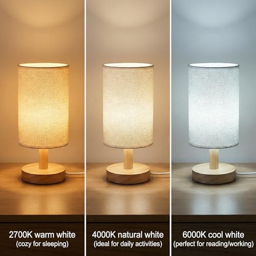 Touch Bedside Table Lamp with 3 Color Temperatures & Stepless Dimming