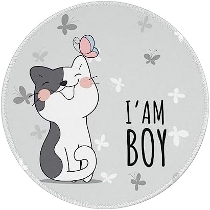 Cute Animal cat boy cat Mouse pad Cute,Gaming Mouse pad Small Non-Slip Round Mouse Pads for Wireless Mouse,Laptop,Desk