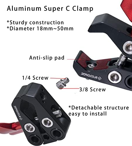 IFOOTAGE Spider Crab Super C Clamp,Monitor Clamp with 1/4'' & 3/8'' Screw