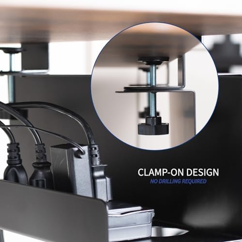 VIVO Black Clamp-on 17 in Cable Management Tray, 2 Pack, DESK-CM6L-2B