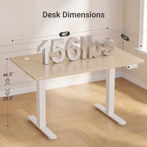 Claiks Electric Height Adjustable Standing Desk, 40x24 Inch, Nature