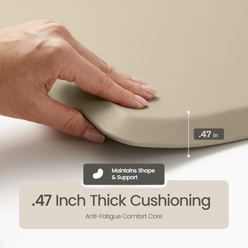 Anti Fatigue Kitchen Mats for Floor | Padded Kitchen Rugs | Non Slip, Cushioned Standing Desk Mat | Waterproof Floor Mat for Home and Office | 17.3" x 28" X 0.47", Beige, 1-Pack | More Décor