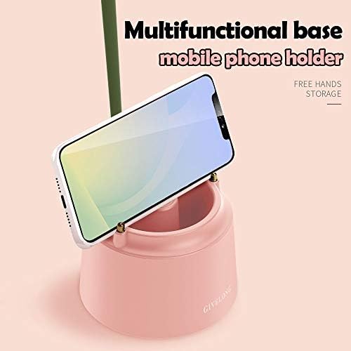 Pink Cute Desk Lamp for Kid, Rechargeable LED Lamp with USB Charging Port, Flexible Gooseneck, 3 Color Modes & Stepless Dimming, Table Lamp for College Dorm Bedroom Reading