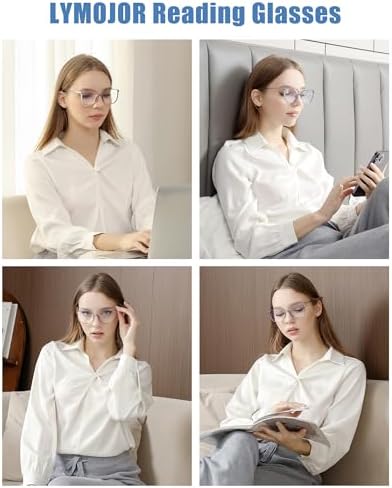 4 Pack Reading Glasses for Women Blue Light Blocking, Fashion Bling Readers with UV400 Protection & Portable Cases