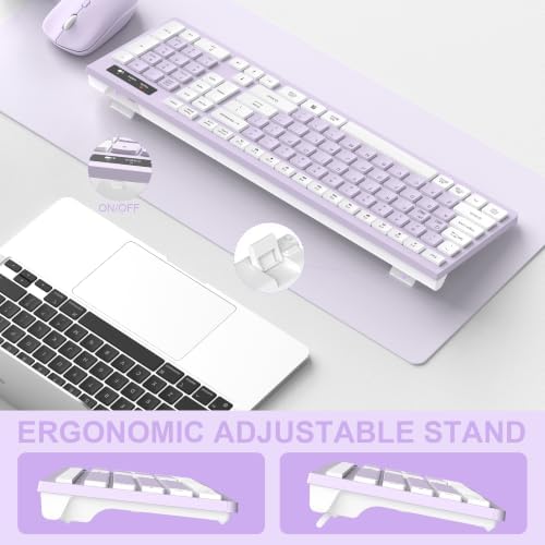 Wireless Keyboard and Mouse Combo Silent for Office and Home(Lilac)