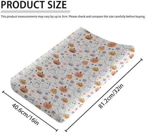 Cartoon Halloween Floral Pumpkin Flowers Pattern Baby Changing Pad Cover, Unisex Fall Winter Holiday Nursery Diaper Changing Table Pad Mat Sheet for Boys Girls-16x32