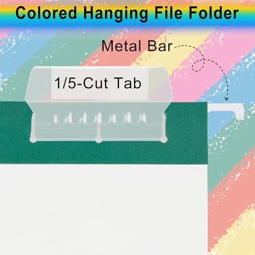 pmybupo Green Hanging File Folders 6 Pack Letter Size Colored File Folders with 1/5-cut Tabs,Stay Organized for Your Home and Office Bulk File and Documents