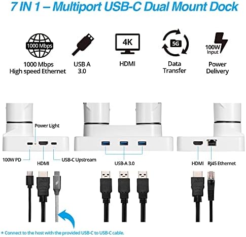 Dual Monitor Arm Desk Mount with 15" Laptop Tray USB-C&A Docking Station