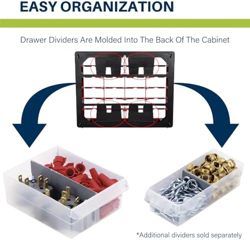 Akro-Mils 44-Drawer Plastic Drawer Storage Cabinet for Garage Organization, Bead Organizer, Building Bricks Storage, Teacher Toolbox, Makeup Organizer, 20-Inch W x 6-Inch D x 16-Inch H, 10144 Yellow