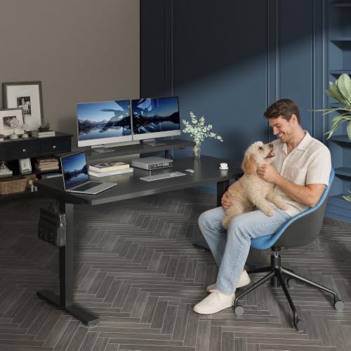 FlexiSpot Under Desk Cable Management Tray with Monitor Riser, No Drill