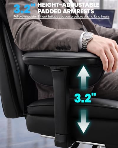 Office Chair, Big and Tall Executive Chair with Adjustable Lumbar Support